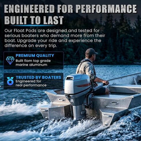 Boat Flotation Pods for Aluminum Boats, Marine Grade Aluminum Jon Boat Float Pods, Transom Float Pods for 14ft 15ft 16ft Boats, Weld-On Boat Float Pods with Extra Stern Buoyancy, Pair in Kuwait