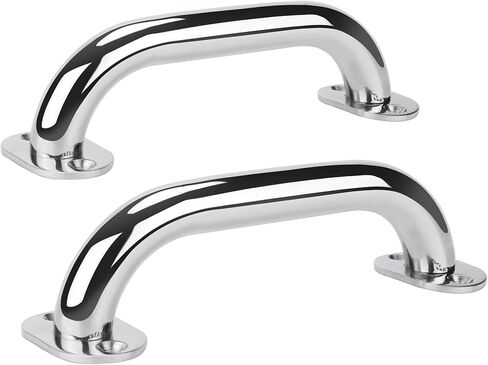 2 Pcs Boat Handrail,Stainless Steel Grab Handles Heavy Duty Marine Rail Grab 9" Round Tube Handle in Kuwait