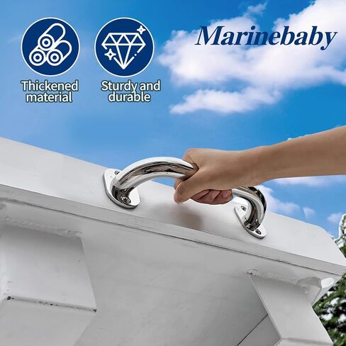 2 Pcs Boat Handrail,Stainless Steel Grab Handles Heavy Duty Marine Rail Grab 9" Round Tube Handle in Kuwait