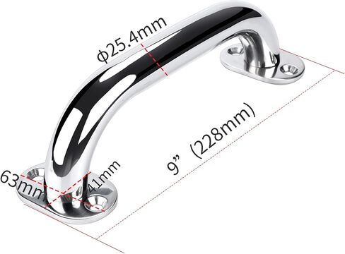 2 Pcs Boat Handrail,Stainless Steel Grab Handles Heavy Duty Marine Rail Grab 9" Round Tube Handle in Kuwait