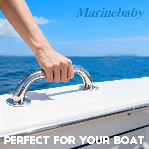 2 Pcs Boat Handrail,Stainless Steel Grab Handles Heavy Duty Marine Rail Grab 9" Round Tube Handle in Kuwait