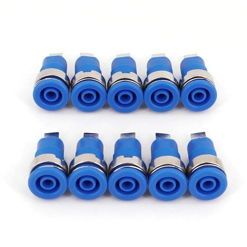 10Pcs Nylon Insulated 4mm Banana Female Socket Panel Mount Safety Test Jack Connector(10 Blue) in Kuwait