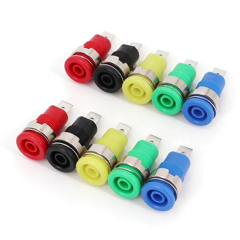 10Pcs Nylon Insulated 4mm Banana Female Socket Panel Mount Safety Test Jack Connector(10 Blue) in Kuwait