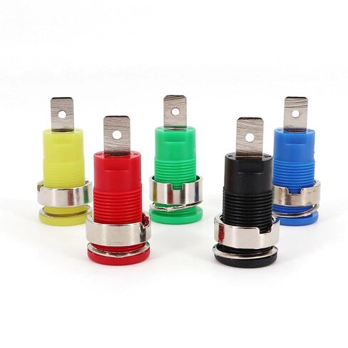 10Pcs Nylon Insulated 4mm Banana Female Socket Panel Mount Safety Test Jack Connector(10 Blue) in Kuwait
