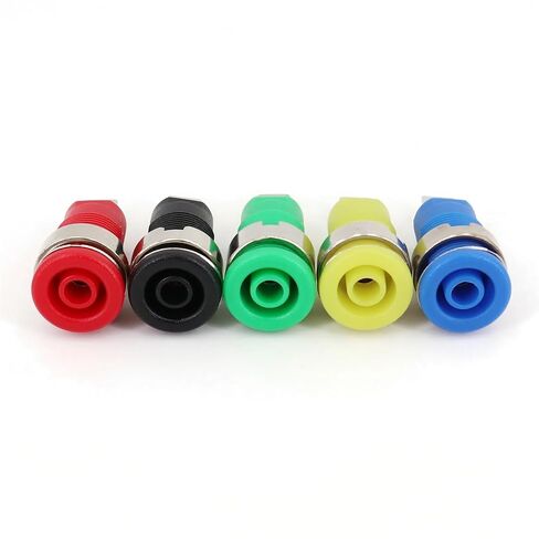 10Pcs Nylon Insulated 4mm Banana Female Socket Panel Mount Safety Test Jack Connector(10 Blue) in Kuwait