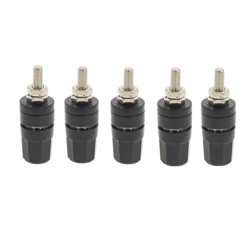 5pcs Pure Copper Terminal 4mm Banana Jack Socket 20A Binding Post Banana Plug Connector M4X36(Each Color x1) in Kuwait