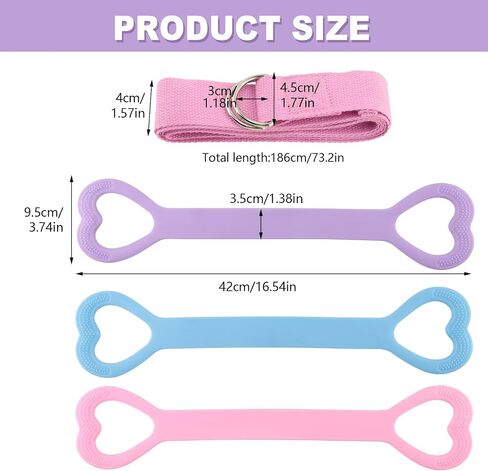 ‌Figure 8 Resistance Bands for Women & Men - 3 Levels (15lb/25lb/35lb) Silicone Workout Bands for Arms, Back, Shoulder Toning & Posture Correction - Portable Home Gym/Yoga (Pink+Blue+Purple) in Kuwait