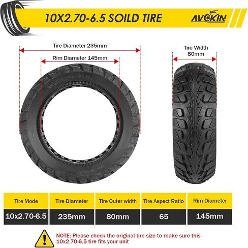 10x2.70-6.5 إطار صلب ، 70/65-6.5 إطارات صلبة بلا أنبوب ، إطارات 10 بوصة لـ Hover-1 alpha Evercross H5 Scooter Mobile Cruiter in Kuwait