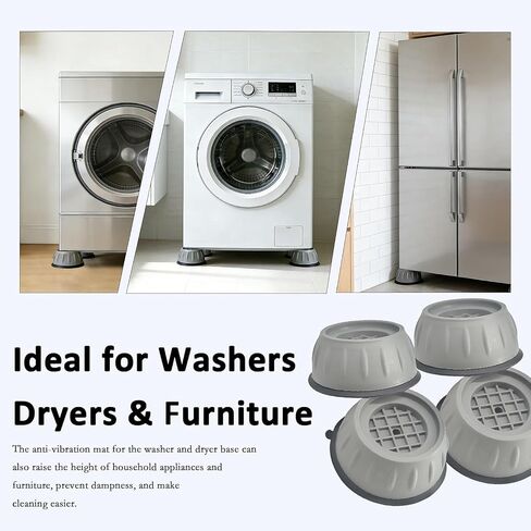 4Pcs Anti Vibration Pads for Washing Machine, Stops Washer Dryer Moving, Prevents Noise, Vibration Transfer, Antivibration Stabilizer Support Feet, hock Absorber Stabilizer Feet with Suction Cup. in Kuwait