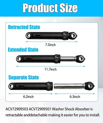 3 Pack ACV72909503 ACV72909501 Washer Shock Absorber Replacement for LG Kenmore Washing Machine WM3250HVA WM3570HWA WM3670HVA etc Replace AP5974356 PS11707466 3283589 in Kuwait