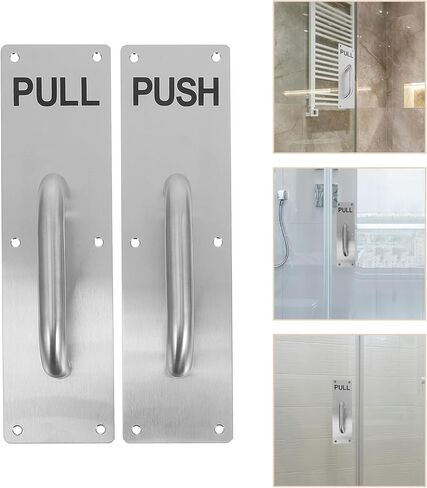 Heavy Duty Stainless Steel Push Pull Door Handles Set 2pcs Commercial Door Push Plates with Integrated Pull Handles and High Traffic Areas in Kuwait