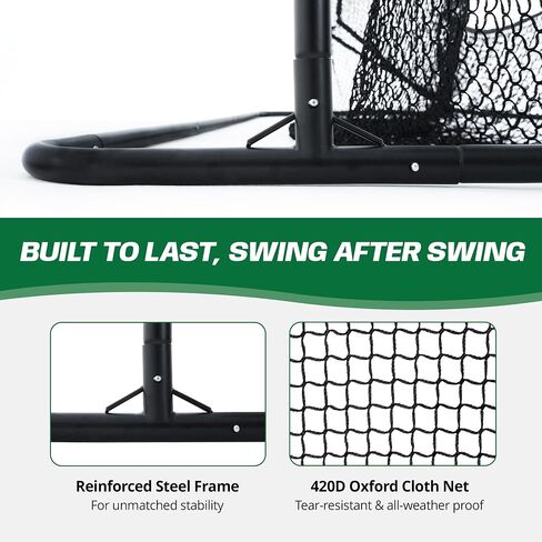 10x7FT Golf Practice Net with Mat for Backyard Indoor Outdoor | Quick Tool-Free Assembly | Heavy-Duty Steel Frame | Reinforced 5-Ply Net | Target Sheet | Dual Side Barriers | Carry Bag in Kuwait