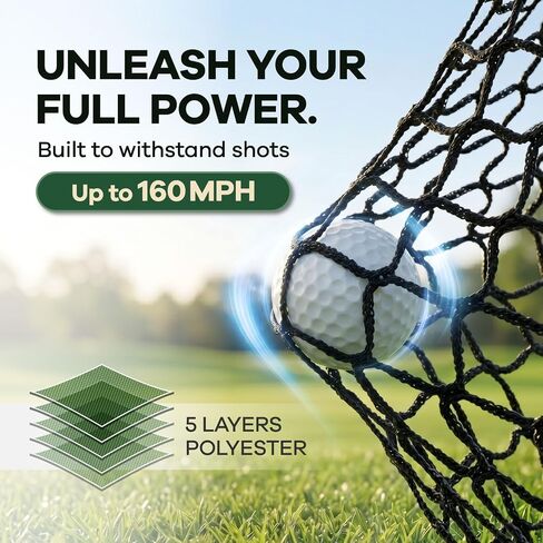 10x7FT Golf Practice Net with Mat for Backyard Indoor Outdoor | Quick Tool-Free Assembly | Heavy-Duty Steel Frame | Reinforced 5-Ply Net | Target Sheet | Dual Side Barriers | Carry Bag in Kuwait