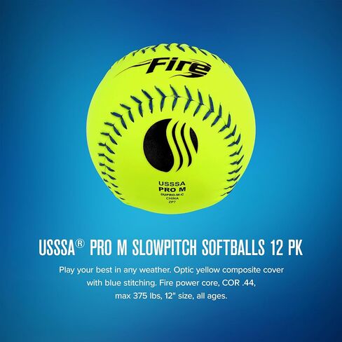 Baden Pro M Fire Power Core .44/375 غطاء مركب 12 بوصة Fastpitch Softballs (دزينة) in Kuwait