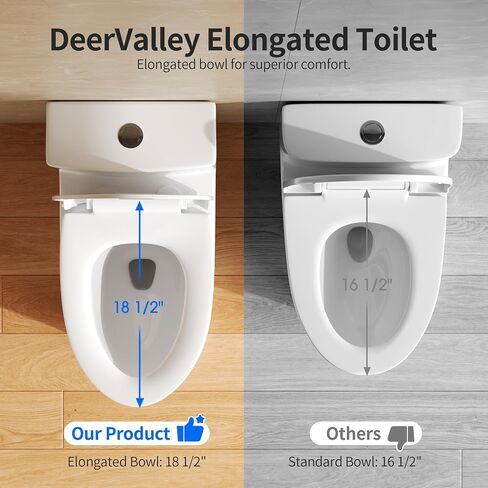 مرحاض DeerValley ممدود من قطعة واحدة مع مقعد كرسي مريح ADA ارتفاع قوي مزدوج التدفق 1/1.28 GPF وMAP 1000 جرام 12 بوصة وعاء خشن بدون إطار مرحاض سيراميك حديث للحمام DV-1F0437 in Kuwait
