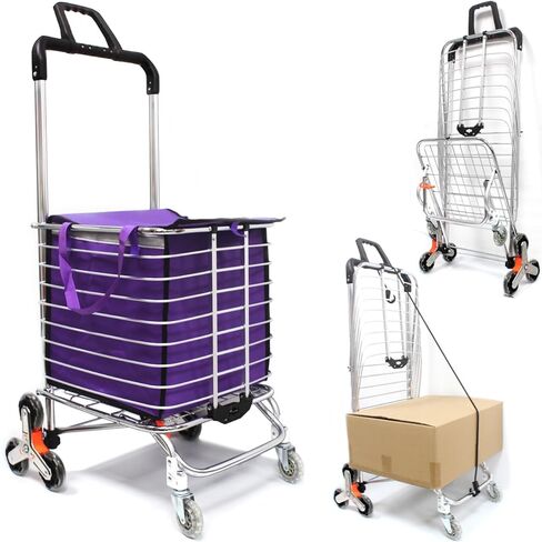Stair Climbing Collapsible Shopping Carts for Groceries and Hand Truck 2-in-1,Lightweight Utility Cart with Waterproof Liner Basket, Elastic Cord for Luggage,Camping,Transport,60L (ML) in Saudi Arabia