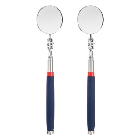 HARFINGTON 2pcs Telescoping Inspection Mirror 2" Round 9.8" to 28.3" 360 Degree Stainless Steel Inspection Swivel Head Extendable Mirrors with Pocket Clip for Technicians Mechanics, Blue in Kuwait