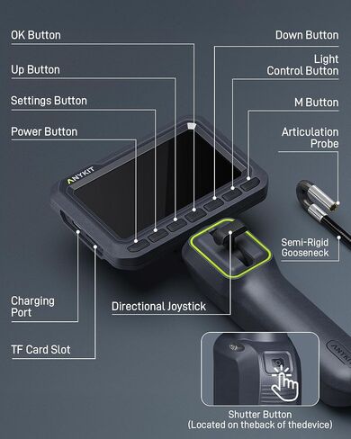 Anykit Articulating Borescope 210° Two-Way Endoscope, and USB Endoscope Camera 50ft in Kuwait
