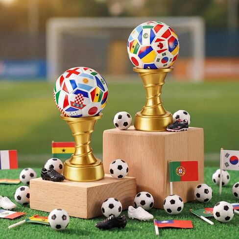 Simgoing 2 Pcs Soccer Award Trophy Cup Resin International Soccer Trophy World Flags Pattern Team Reward Prize Gift for Sports Event Celebration Home Table Centerpiece Football Party Favors in Kuwait