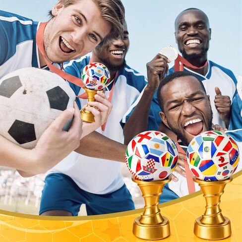 Simgoing 2 Pcs Soccer Award Trophy Cup Resin International Soccer Trophy World Flags Pattern Team Reward Prize Gift for Sports Event Celebration Home Table Centerpiece Football Party Favors in Kuwait