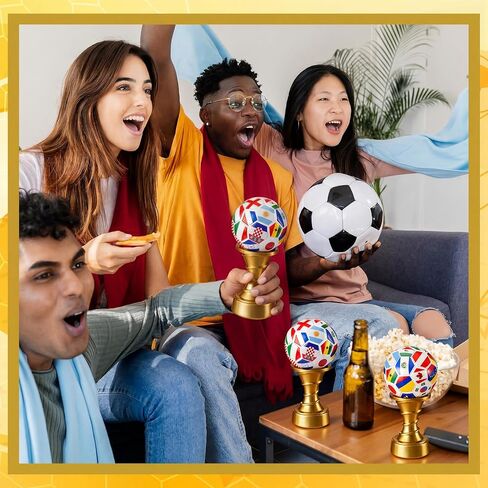 Simgoing 2 Pcs Soccer Award Trophy Cup Resin International Soccer Trophy World Flags Pattern Team Reward Prize Gift for Sports Event Celebration Home Table Centerpiece Football Party Favors in Kuwait