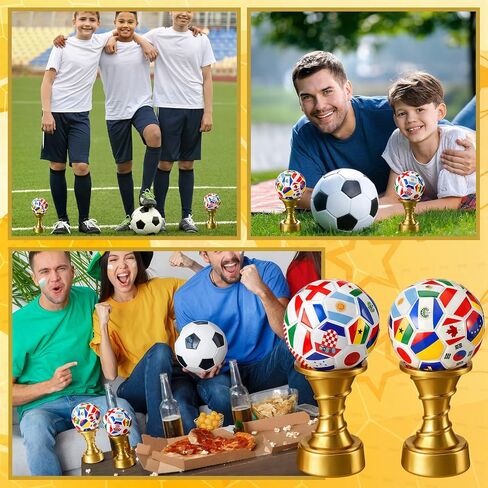Simgoing 2 Pcs Soccer Award Trophy Cup Resin International Soccer Trophy World Flags Pattern Team Reward Prize Gift for Sports Event Celebration Home Table Centerpiece Football Party Favors in Kuwait