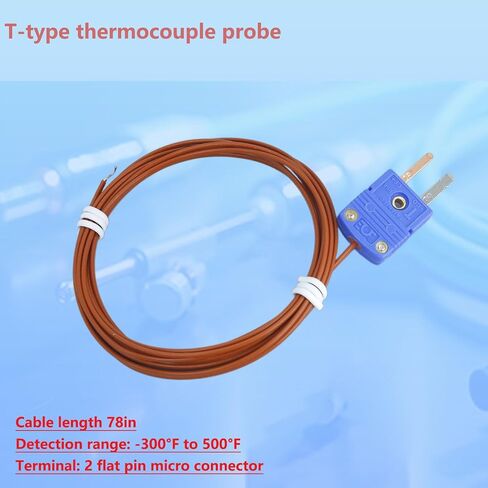 Pack of 2 T-Type thermocouple Probes 78-inch Lead Length | T-type thermocouple probes temperature range: -300°F to 500°F in Kuwait