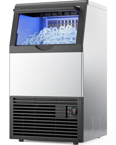 Commercial Ice Maker, 100lbs/24H with 33lbs Ice Storage Under Counter ice Machine, Stainless Steel Freestanding Ice Maker Self-Cleaning for Bar/Cafe/Restaurant in Saudi Arabia