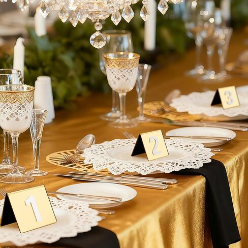 Mirrored Gold Table Numbers 1-50, Acrylic Tent Style Card Signs - Double-Sided Standing Numbers for Wedding Reception, Restaurant Seating & Event Decor in Kuwait