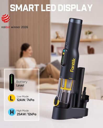 Fanttik Slim V10 Lite Handheld Vacuum Cordless, 0.98lb Lightweight with All-in-One Base Design, Smart LED Display, Portable Mini Vacuum Cleaner for Home Crevices, Couches, Office in Kuwait