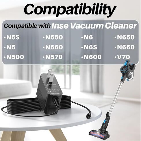 26.5V DC Charger for Inse Cordless Vacuum Cleaner Replacement AC Adapter for INSE N5S N5 N500 N550 N560 N570 N6 N6S N600 N650 N660 V70 Vacuum Charger for Deik VC-1518-US Power Supply for Wowgo S108 in Kuwait