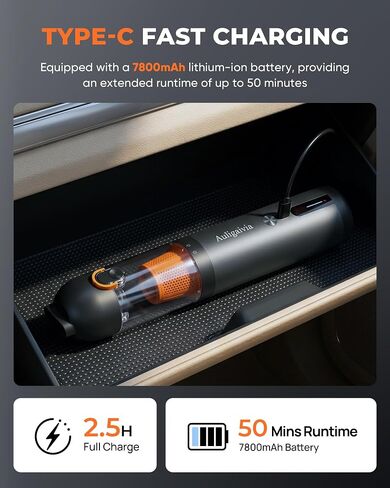 Cordless Car Vacuum, 20000Pa Strong Suction Power, 7800mAh Battery, 4-in-1 Electric Handheld Vacuum, Type-C Fast Charge, 50 Mins Runtime Eco Mode, Portable Mini Vac for Car, Home, Office, Pet in Kuwait