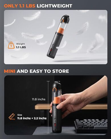 Cordless Car Vacuum, 20000Pa Strong Suction Power, 7800mAh Battery, 4-in-1 Electric Handheld Vacuum, Type-C Fast Charge, 50 Mins Runtime Eco Mode, Portable Mini Vac for Car, Home, Office, Pet in Kuwait