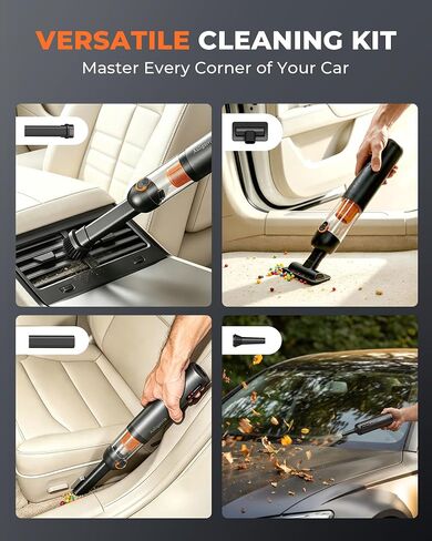 Cordless Car Vacuum, 20000Pa Strong Suction Power, 7800mAh Battery, 4-in-1 Electric Handheld Vacuum, Type-C Fast Charge, 50 Mins Runtime Eco Mode, Portable Mini Vac for Car, Home, Office, Pet in Kuwait