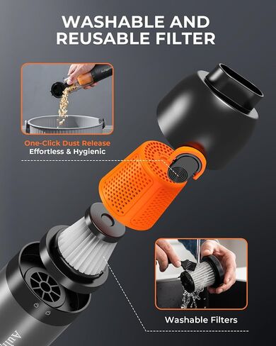Cordless Car Vacuum, 20000Pa Strong Suction Power, 7800mAh Battery, 4-in-1 Electric Handheld Vacuum, Type-C Fast Charge, 50 Mins Runtime Eco Mode, Portable Mini Vac for Car, Home, Office, Pet in Kuwait