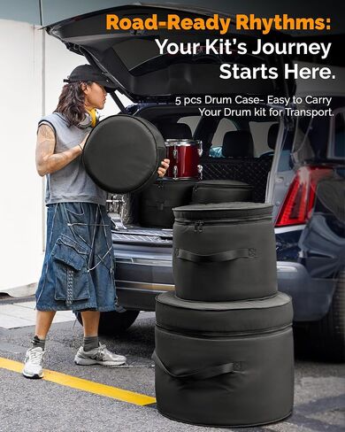 5-Piece Drum Case Set Bundle with 40" Heavy Duty Drum Hardware Bag in Kuwait
