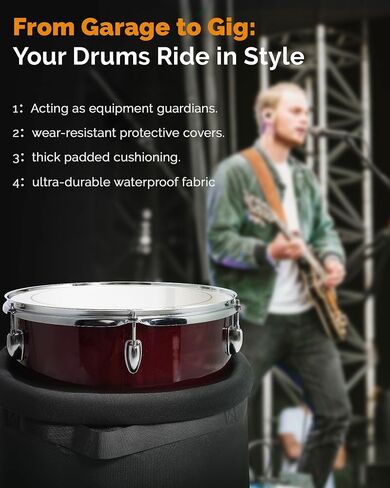 5-Piece Drum Case Set Bundle with 40" Heavy Duty Drum Hardware Bag in Kuwait