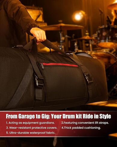 5-Piece Drum Case Set Bundle with 40" Heavy Duty Drum Hardware Bag in Kuwait