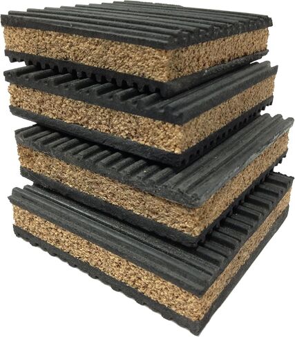 PneumaticPlus Anti Vibration Pads 6" x 6" x 7/8" Rubber/Cork Vibration isolation pads (Pack of 4) in Kuwait