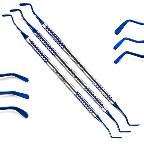 INSTUMAX Dental Flat Plastic Spatulas Set – 3 Composite Filling Instruments with Titanium-Coated Blue Tips (2mm, 2.5mm, 3mm) – Precision Tools for Dental Restoration, Durable & Non-Stick in Kuwait
