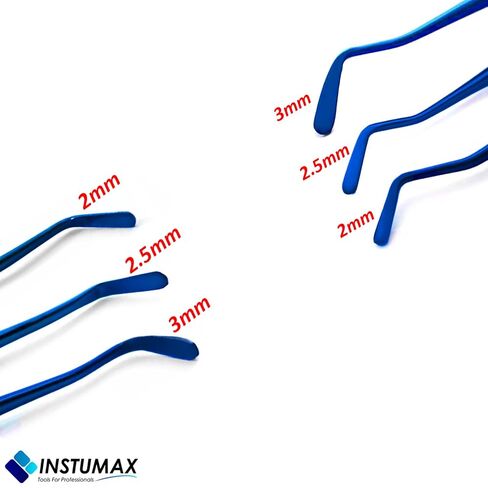 INSTUMAX Dental Flat Plastic Spatulas Set – 3 Composite Filling Instruments with Titanium-Coated Blue Tips (2mm, 2.5mm, 3mm) – Precision Tools for Dental Restoration, Durable & Non-Stick in Kuwait