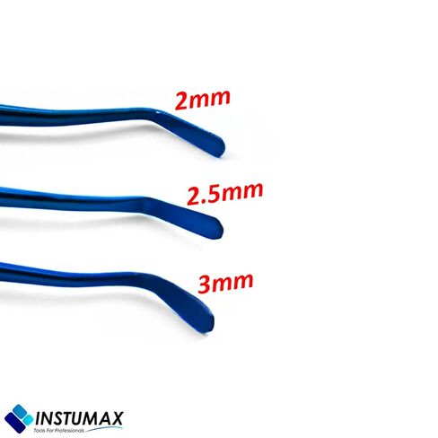 INSTUMAX Dental Flat Plastic Spatulas Set – 3 Composite Filling Instruments with Titanium-Coated Blue Tips (2mm, 2.5mm, 3mm) – Precision Tools for Dental Restoration, Durable & Non-Stick in Kuwait