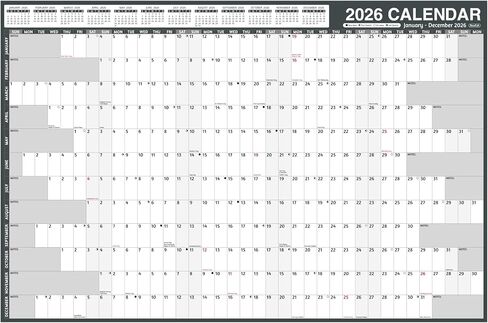2026 تقويم الجدار السنوي - التقويم السنوي الكبير 2026 ، يناير 2026 - ديسمبر 2026 ، 38.2 "× 25.2" (مفتوح) ، 2026 تقويم 12 شهر in Kuwait