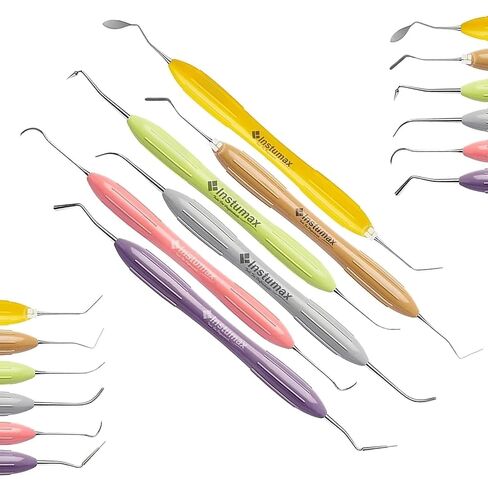 6-Piece Composite Placement Instrument Set – Non-Stick Silicone Handle Plugger, Spatula & Condenser – Stainless Steel Dental Filling & Restorative Kit (Autoclavable) in Kuwait
