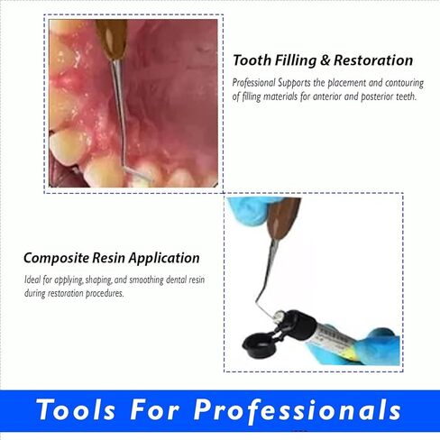 6-Piece Composite Placement Instrument Set – Non-Stick Silicone Handle Plugger, Spatula & Condenser – Stainless Steel Dental Filling & Restorative Kit (Autoclavable) in Kuwait