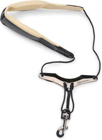 Protec Neck Strap for Saxophone 22" Less Stress Two-Tone Leather with Adjustable Comfort Bar and Metal Swivel Snap, Black, Model LTC310 in Kuwait