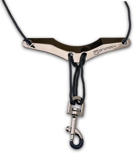 Protec Neck Strap for Saxophone 22" Less Stress Two-Tone Leather with Adjustable Comfort Bar and Metal Swivel Snap, Black, Model LTC310 in Kuwait