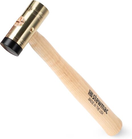 StewMac 6oz Guitar Fretting Hammer, Radiused Brass & Replaceable Low-Dent Plastic Face, Hickory Handle, Precision Fret Installation Tool for Pro Luthiers & Guitar Players (104934) in Kuwait