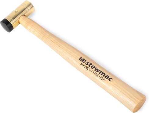 StewMac 6oz Guitar Fretting Hammer, Radiused Brass & Replaceable Low-Dent Plastic Face, Hickory Handle, Precision Fret Installation Tool for Pro Luthiers & Guitar Players (104934) in Kuwait