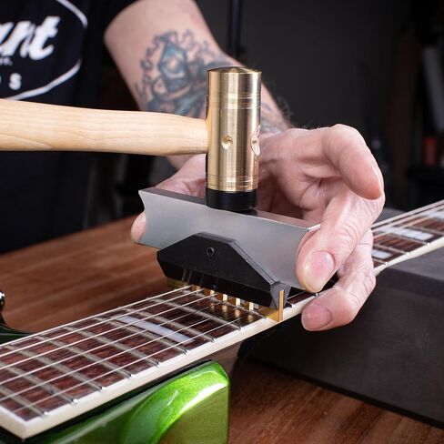 StewMac 6oz Guitar Fretting Hammer, Radiused Brass & Replaceable Low-Dent Plastic Face, Hickory Handle, Precision Fret Installation Tool for Pro Luthiers & Guitar Players (104934) in Kuwait